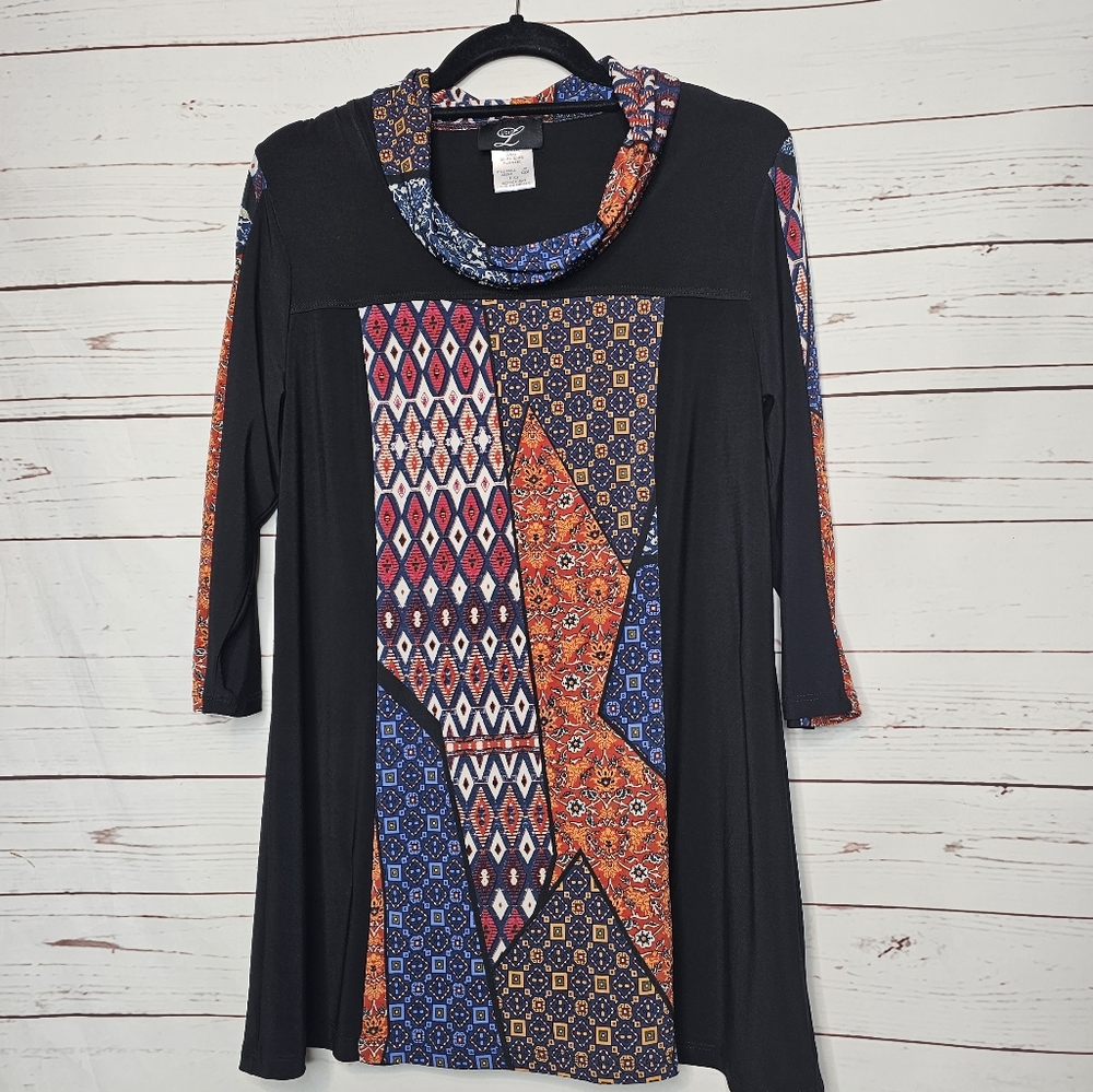 Libra Cowl Neck Patchwork Tunic - image 3